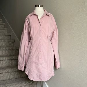 Free People Sz L Dusty Rose Long Sleeve Mini Shirt Dress